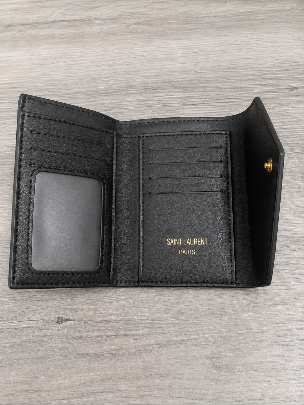 Black Leather Heart Accent Envelope Wallet Y2K luxury - Picture 2 of 4